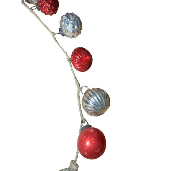Red & Silver Embossed Mercury Glass Ornamental Garland, Red & Sliver - Picture 3 of 6